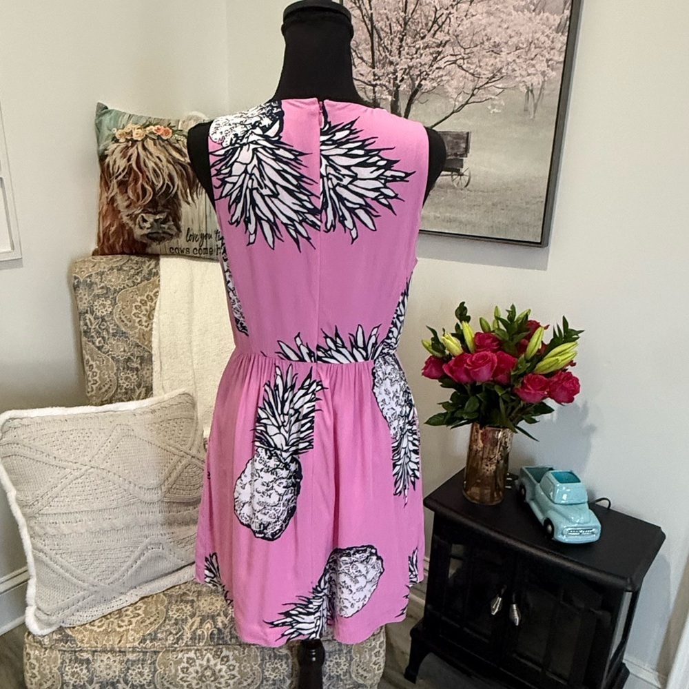 Crown & Ivy Pink Pineapple Midi Dress - Picture 3 of 7